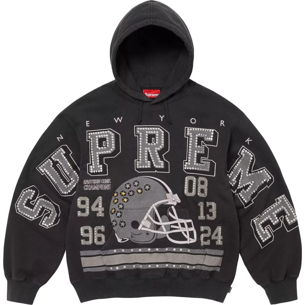 Supreme Champions Studded Hooded Sweatshirt Black Size XL. Very Very Nice